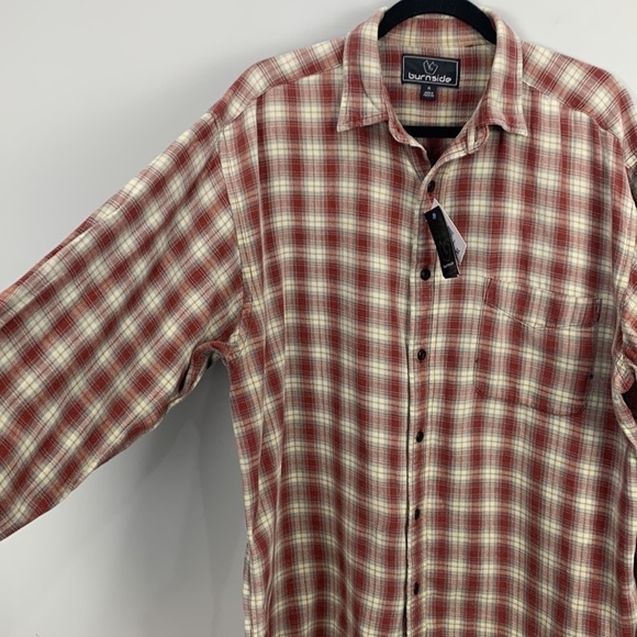 Burnside Mens Plaid Long Sleeve Button Down Shirt - Picture 4 of 9